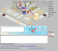 A screenshot of Gikopoi's international server, note the translated road markings.