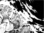 Yukari and Ran, as illustrated in Cage in Lunatic Runagate, observing the sword-shaped, crescent moon.
